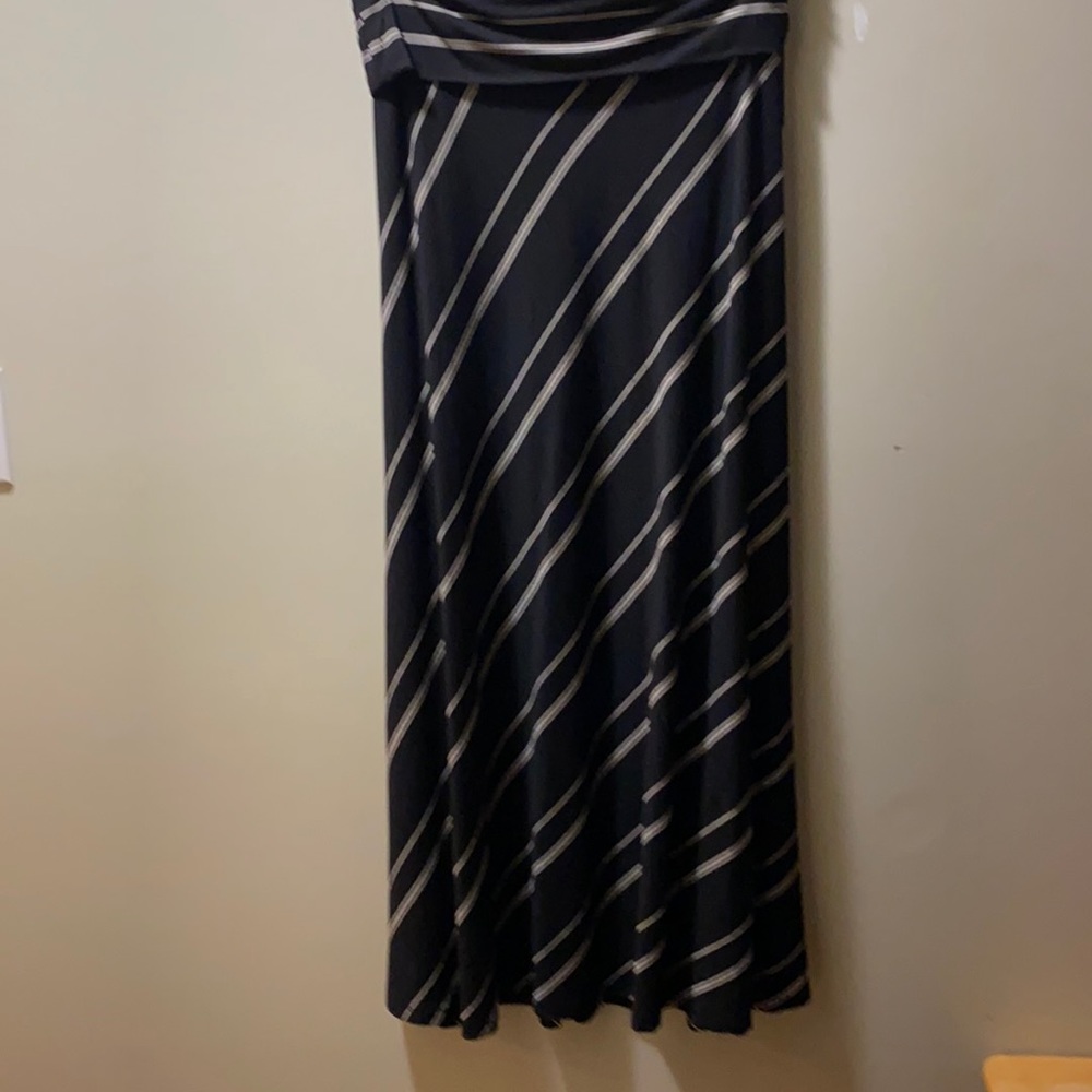 DENVER HAYES Black and White stripe Maxi skirt NWT